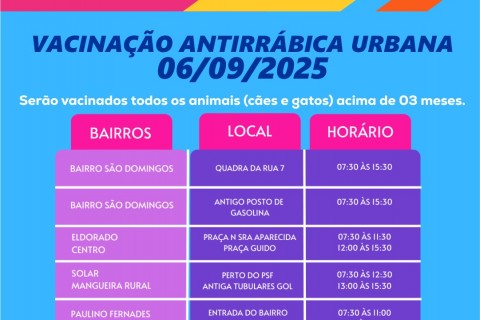 Prefeitura de Ubá promove campanha de vacinação antirrábica urbana neste sábado, 6 de setembro