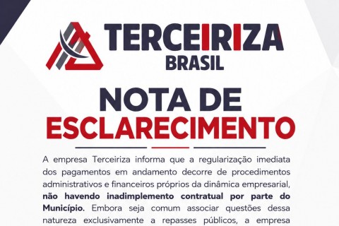 A Prefeitura de Ubá informa que a empresa Terceiriza Brasil Transportes Ltda realizou o pagamento previstos em contratos dos funcionários no início da noite desta segunda-feira,  11 de maio.