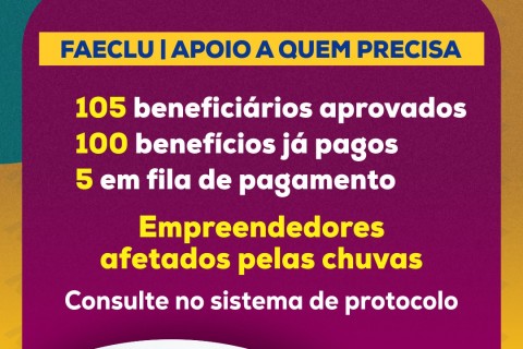 Prefeitura conclui pagamento de 100 benefícios da primeira etapa do FAECLU