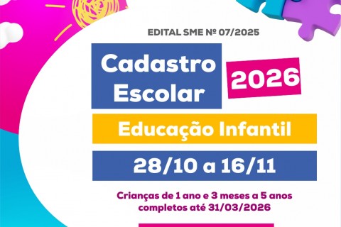Prefeitura inicia cadastramento escolar da Educação Infantil 2026
