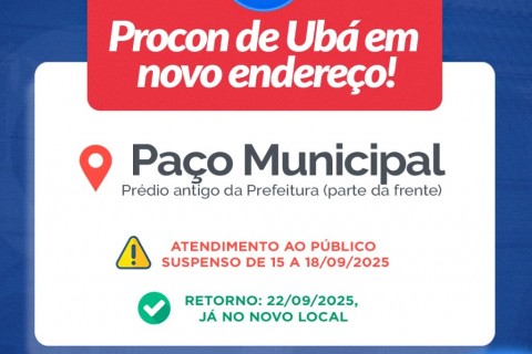 Procon de Ubá passa a funcionar no Paço Municipal