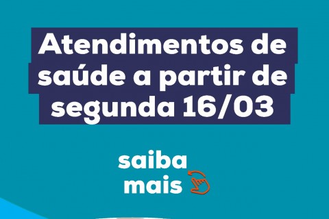 A partir desta segunda-feira (16), alguns atendimentos da rede municipal de saúde passam a contar com novos pontos e horários para melhor atender a população.