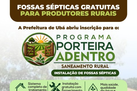 Prefeitura abre inscrições para instalação gratuita de fossas sépticas na zona rural